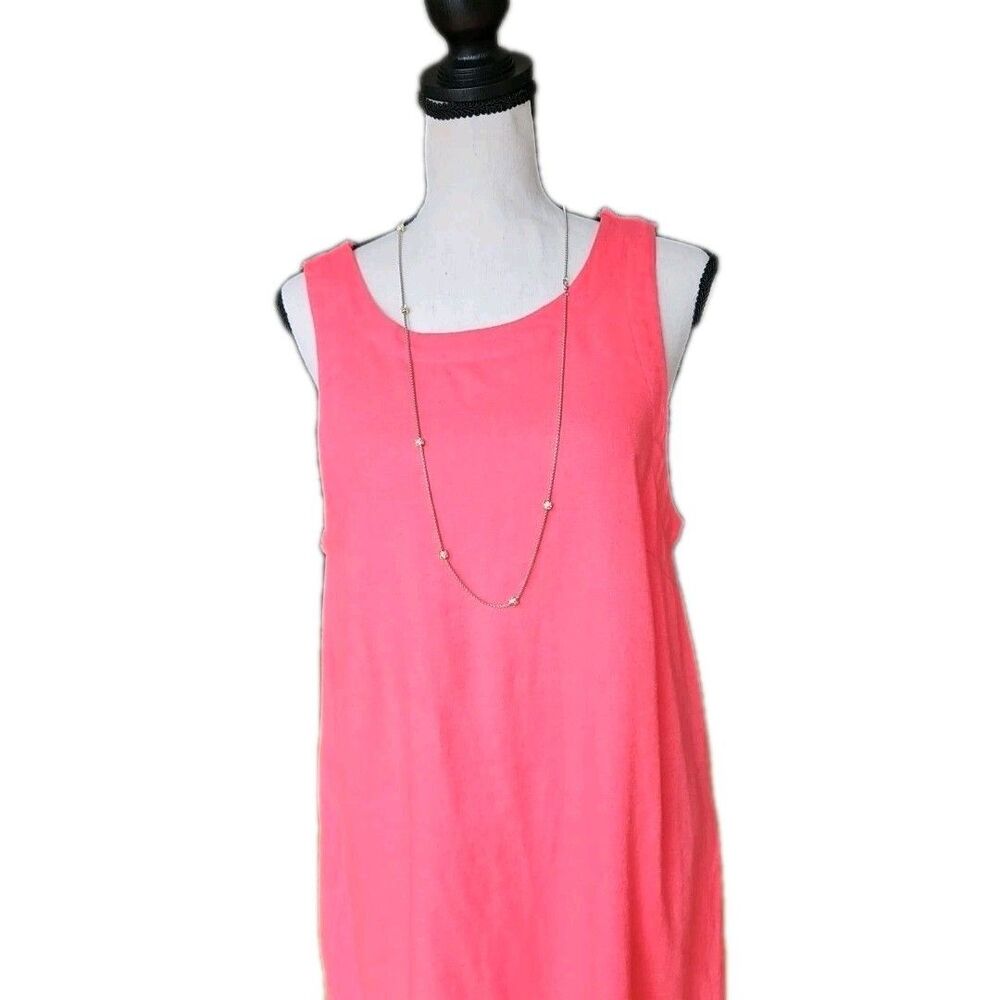 A New Day - Pink Coral Linen Blend Sleeveless Dress Size Medium Classic, summer